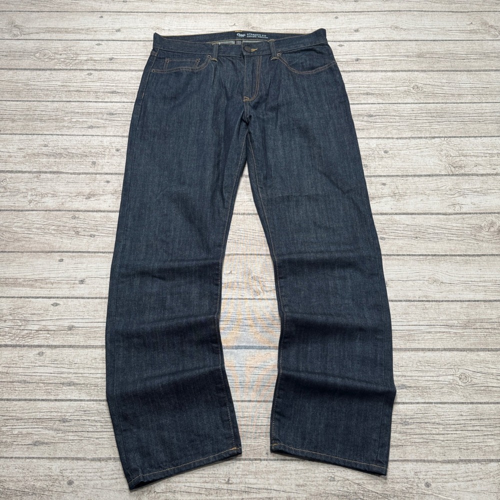 Gap Jeans Men's 34x32 Dark Indigo Denim Straight Fit Cotton Mid Rise Workwear
